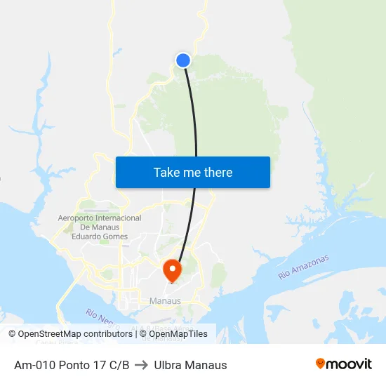 Am-010 Ponto 17 C/B to Ulbra Manaus map