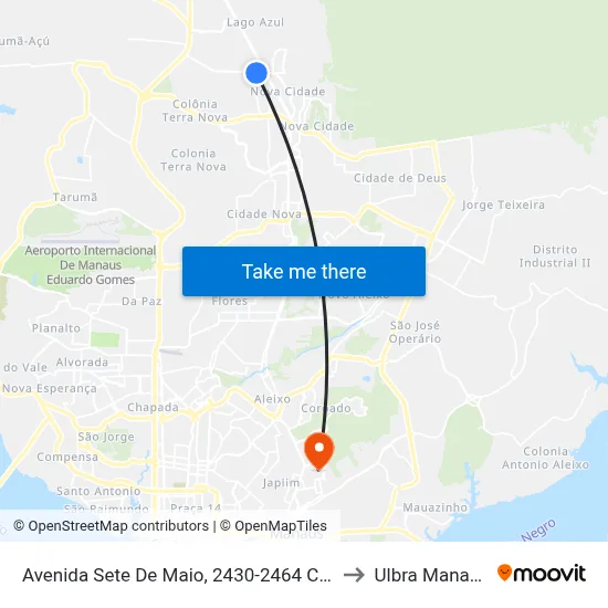 Avenida Sete De Maio, 2430-2464 C/B to Ulbra Manaus map