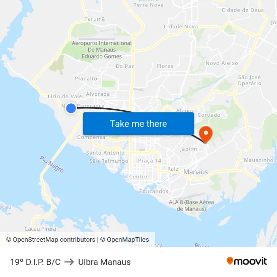 19º D.I.P. B/C to Ulbra Manaus map