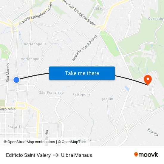 Edifício Saint Valery to Ulbra Manaus map