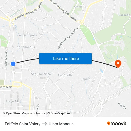 Edifício Saint Valery to Ulbra Manaus map