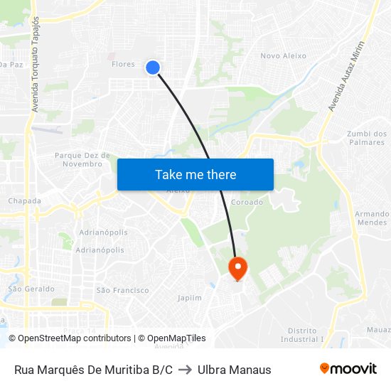 Rua Marquês De Muritiba B/C to Ulbra Manaus map