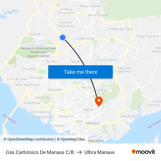 Gás Carbônico De Manaus C/B to Ulbra Manaus map