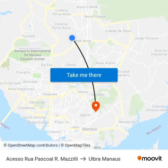 Acesso Rua Pascoal R. Mazzilli to Ulbra Manaus map