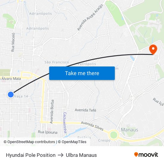 Hyundai Pole Position to Ulbra Manaus map