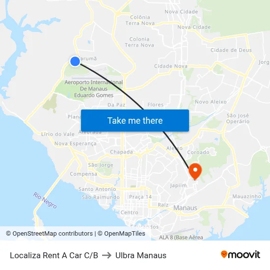 Localiza Rent A Car C/B to Ulbra Manaus map