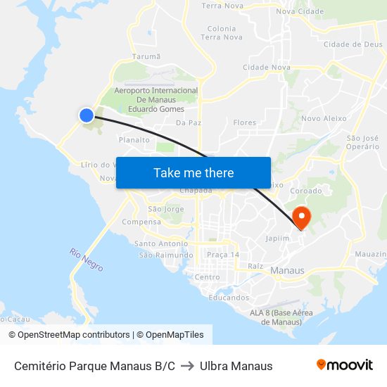 Cemitério Parque Manaus B/C to Ulbra Manaus map