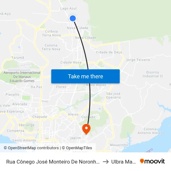 Rua Cônego José Monteiro De Noronha, 1132 B/C to Ulbra Manaus map