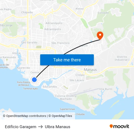 Edifício Garagem to Ulbra Manaus map