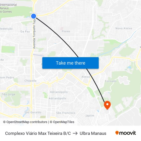 Complexo Viário Max Teixeira B/C to Ulbra Manaus map