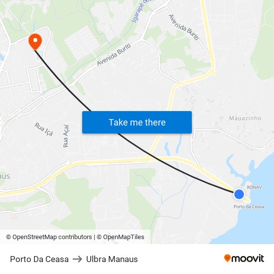 Porto Da Ceasa to Ulbra Manaus map