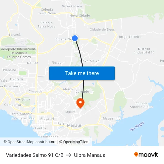 Variedades Salmo 91 C/B to Ulbra Manaus map