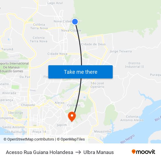 Acesso Rua Guiana Holandesa to Ulbra Manaus map