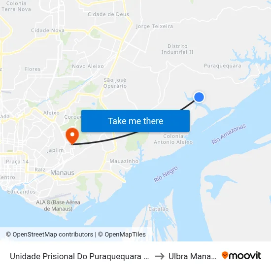 Unidade Prisional Do Puraquequara C/B to Ulbra Manaus map