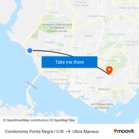 Condomínio Ponta Negra I C/B to Ulbra Manaus map