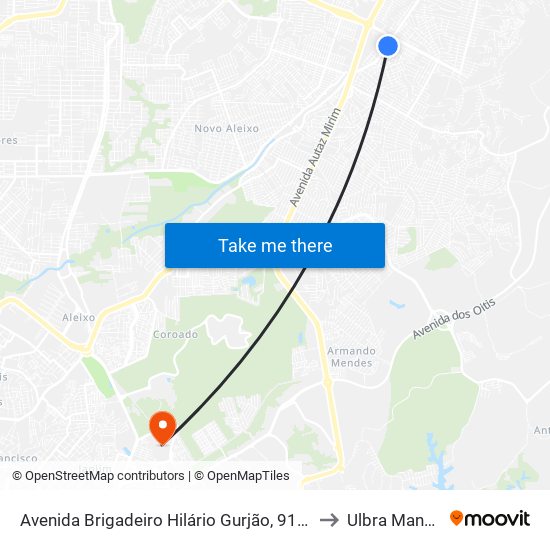 Avenida Brigadeiro Hilário Gurjão, 910 C/B to Ulbra Manaus map