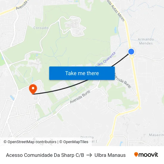 Acesso Comunidade Da Sharp C/B to Ulbra Manaus map