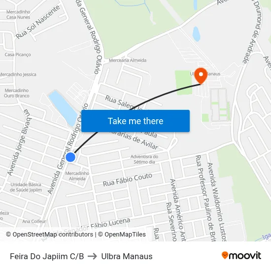 Feira Do Japiim C/B to Ulbra Manaus map