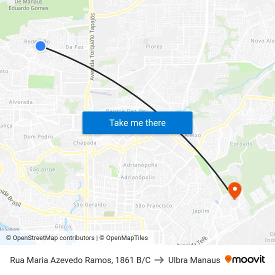Rua Maria Azevedo Ramos, 1861 B/C to Ulbra Manaus map