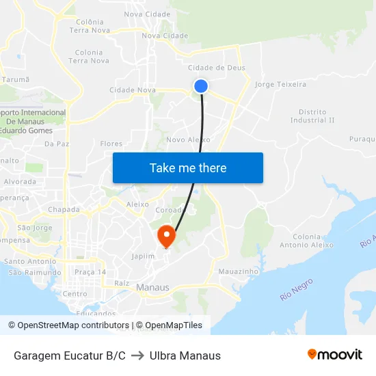 Garagem Eucatur B/C to Ulbra Manaus map