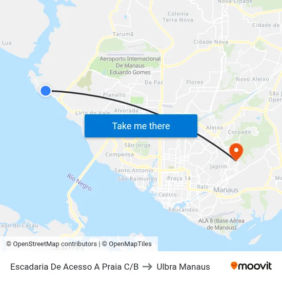 Escadaria De Acesso A Praia C/B to Ulbra Manaus map
