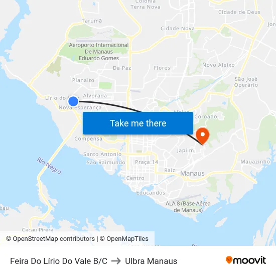 Feira Do Lírio Do Vale B/C to Ulbra Manaus map