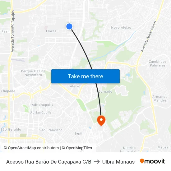 Acesso Rua Barão De Caçapava C/B to Ulbra Manaus map