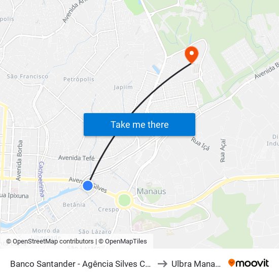 Banco Santander - Agência Silves C/B to Ulbra Manaus map