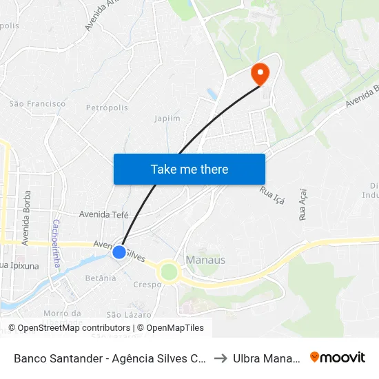 Banco Santander - Agência Silves C/B to Ulbra Manaus map