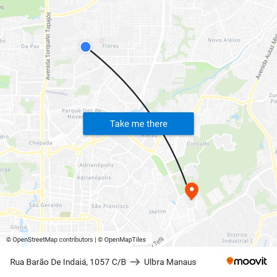 Rua Barão De Indaiá, 1057 C/B to Ulbra Manaus map
