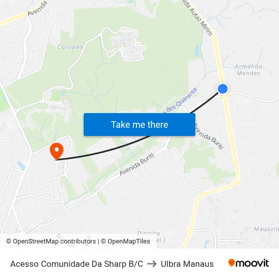 Acesso Comunidade Da Sharp B/C to Ulbra Manaus map