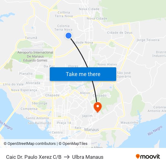 Caic Dr. Paulo Xerez C/B to Ulbra Manaus map