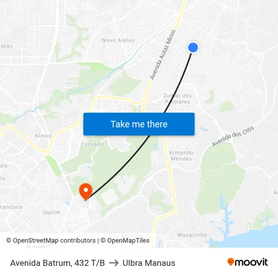 Avenida Batrum, 432 T/B to Ulbra Manaus map