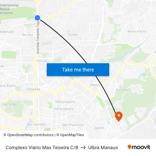 Complexo Viário Max Teixeira C/B to Ulbra Manaus map