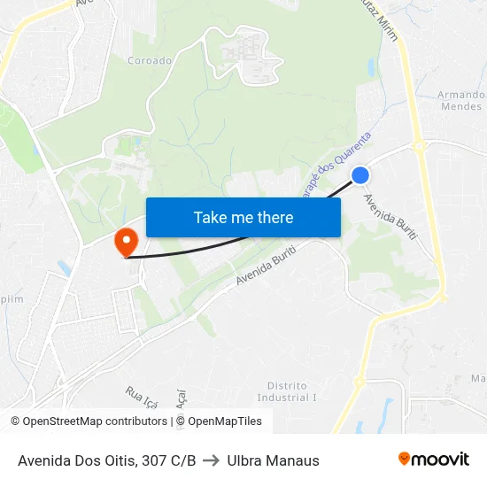 Avenida Dos Oitis, 307 C/B to Ulbra Manaus map