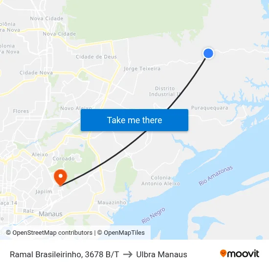 Ramal Brasileirinho, 3678 B/T to Ulbra Manaus map