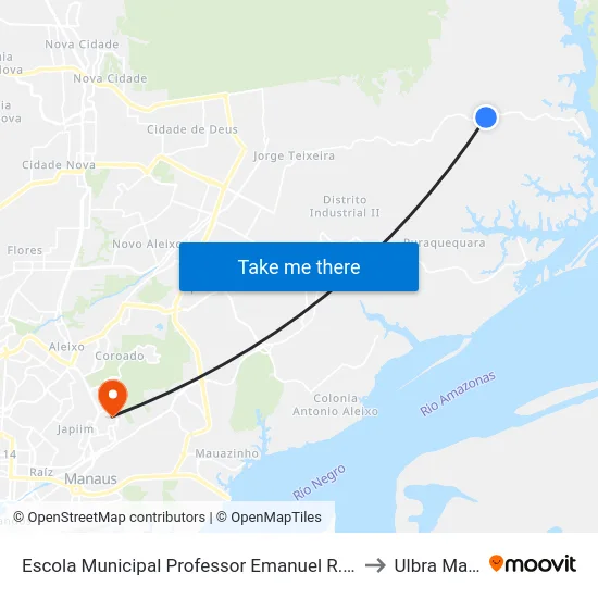 Escola Municipal Professor Emanuel R. Da Cunha B/T to Ulbra Manaus map