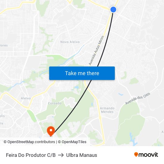 Feira Do Produtor C/B to Ulbra Manaus map