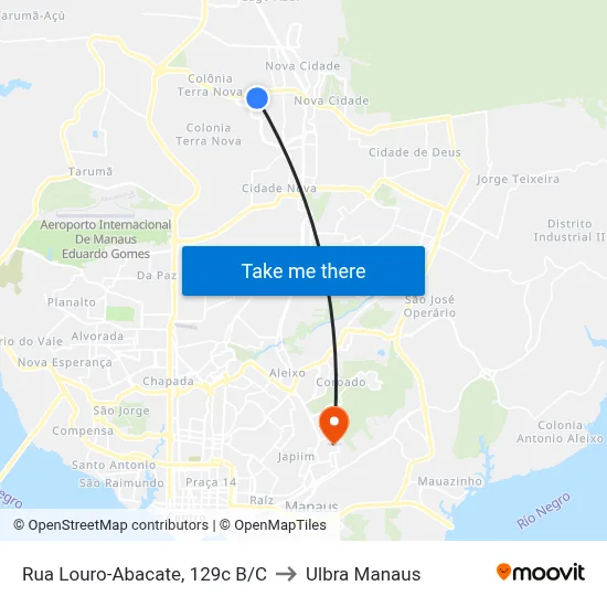Rua Louro-Abacate, 129c B/C to Ulbra Manaus map