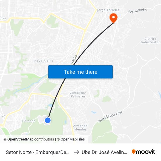 Setor Norte - Embarque/Desembarque to Ubs Dr. José Avelino Pereira map