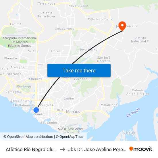 Atlético Rio Negro Clube to Ubs Dr. José Avelino Pereira map