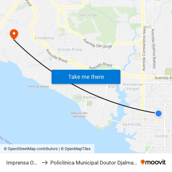 Imprensa Oficial to Policlínica Municipal Doutor Djalma Batista map