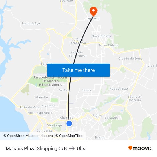 Manaus Plaza Shopping C/B to Ubs map