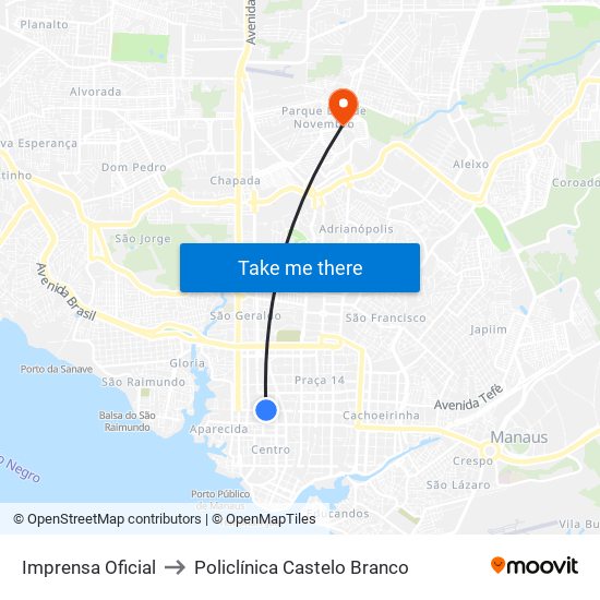 Imprensa Oficial to Policlínica Castelo Branco map