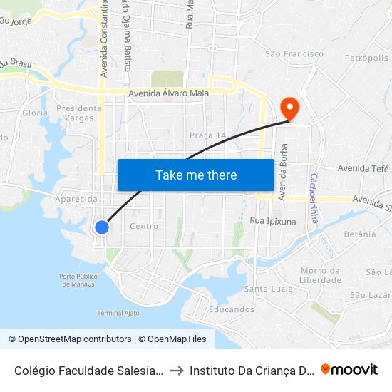 Colégio Faculdade Salesiano Dom Bosco to Instituto Da Criança Do Amazonas map