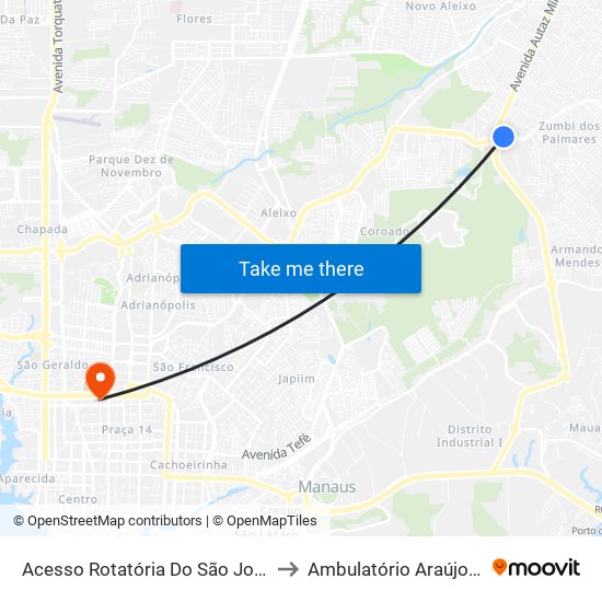 Acesso Rotatória Do São José B/C to Ambulatório Araújo Lima map