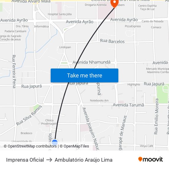 Imprensa Oficial to Ambulatório Araújo Lima map