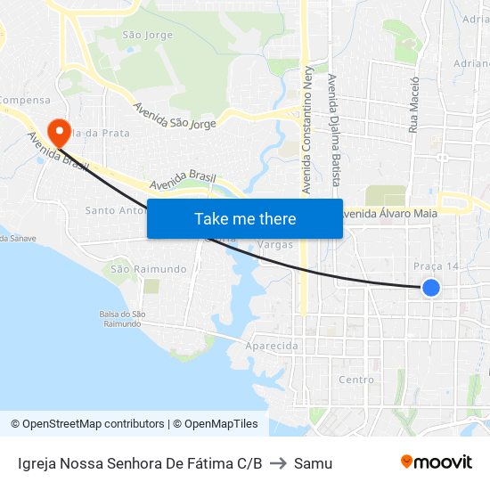 Igreja Nossa Senhora De Fátima C/B to Samu map