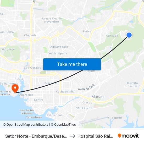 Setor Norte - Embarque/Desembarque to Hospital São Raimundo map