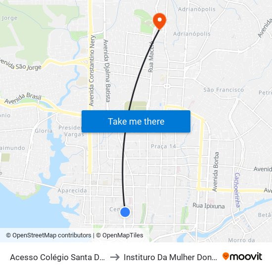 Acesso Colégio Santa Dorotéia to Instituro Da Mulher Dona Lindu map